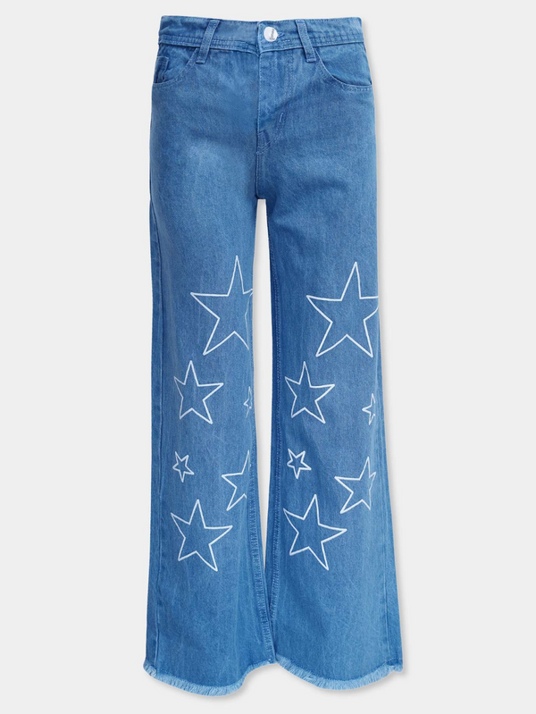 BLUE | BELL BOTTOM | STAR PRINTED | JEANS